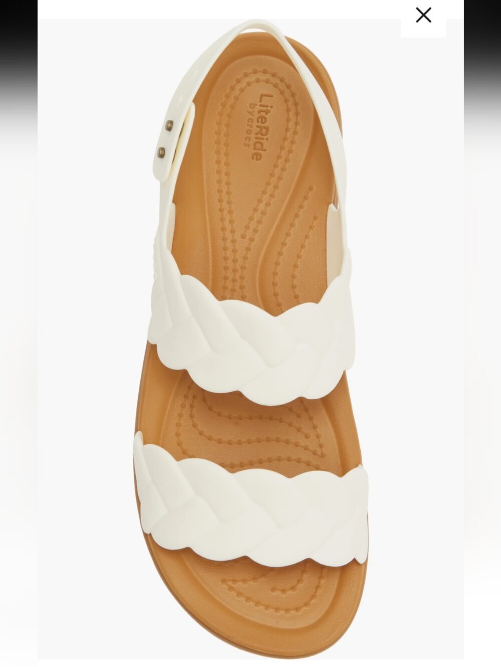 New'Crocs Women's Brooklyn Woven Low Wedge Sandals featuring a scalloped, Size 8